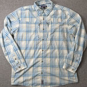 Patagonia Long Sleeve Sun Stretch Button Down Fishing Shirt Men's Medium *Logo*